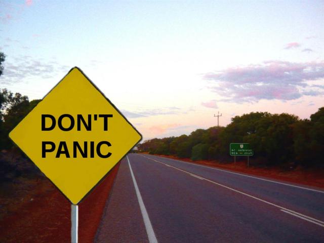 dont panic street sign